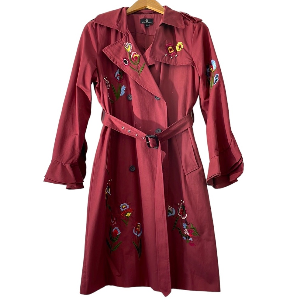 Curations Embroidered Trench Coat